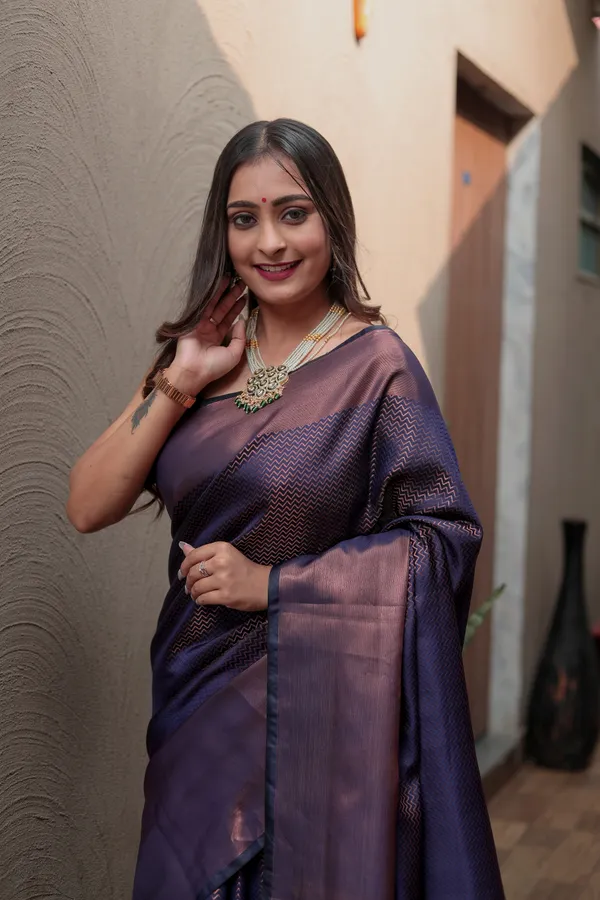 Navy_Blue_Kanjivaram_Silk_Saree_with_Heavy_Copper_Zari_Work_-_Timeless_Elegance_With_Blouse_Piece_Attached